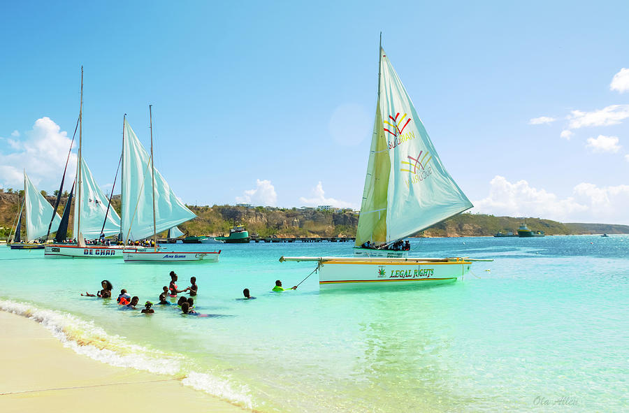 Sailing and Swimming at Sandy Ground in Anguilla Photograph by Ola Allen