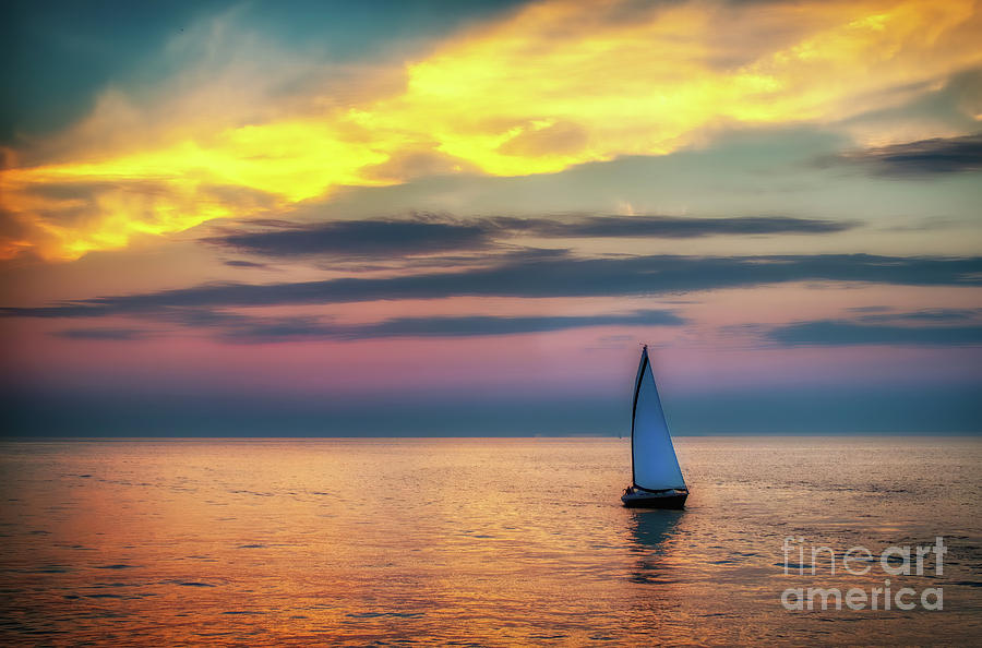 Sailing at Sunset Photograph by Bill Frische