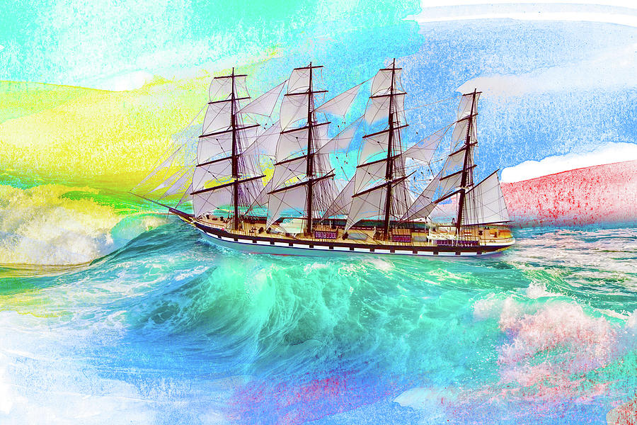 Sail Mixed Media - Sailing Away 4 by Ata Alishahi