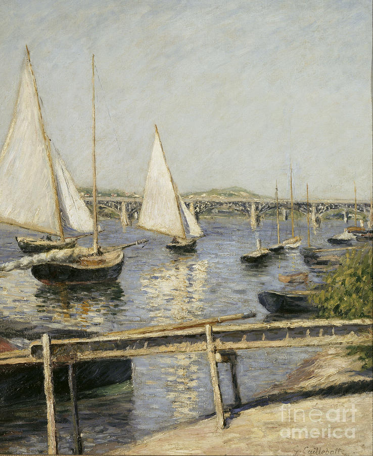 Sailing Boats At Argenteuil Drawing by Heritage Images