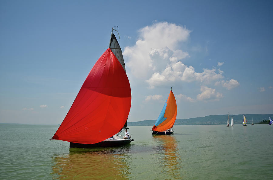 Sailing Boats On Lake Balaton Photograph by Photographs By Gabor Szello