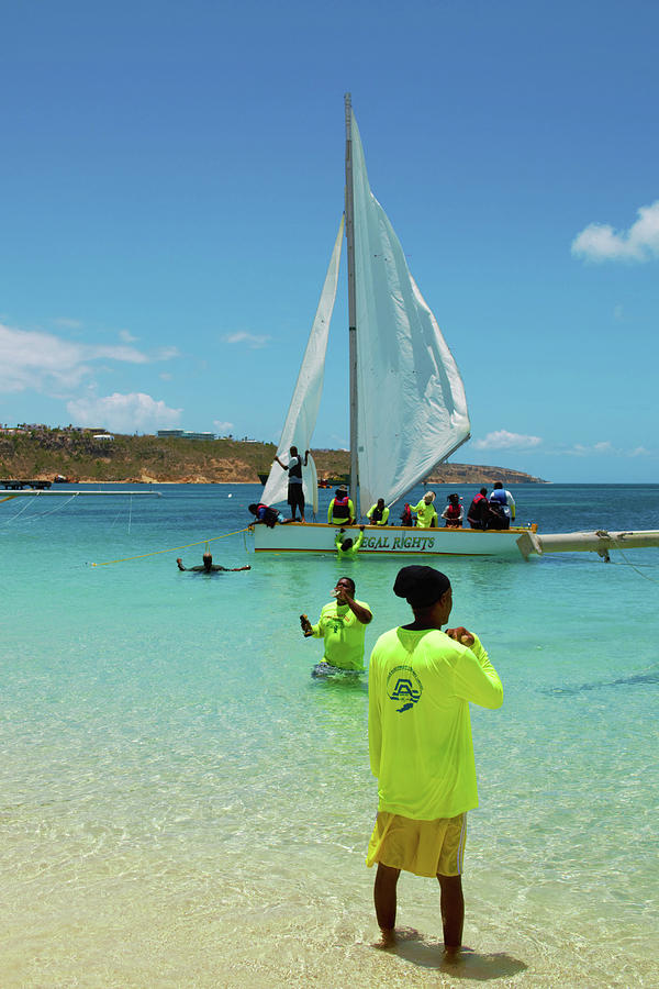 Legal Rights Sailing Crew in Yellow Jerseys in Anguilla Photograph by Ola Allen