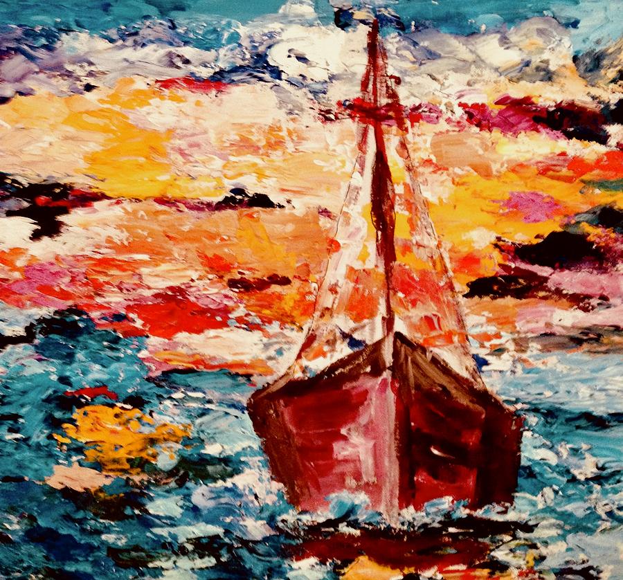 Sailing In A Storm Painting