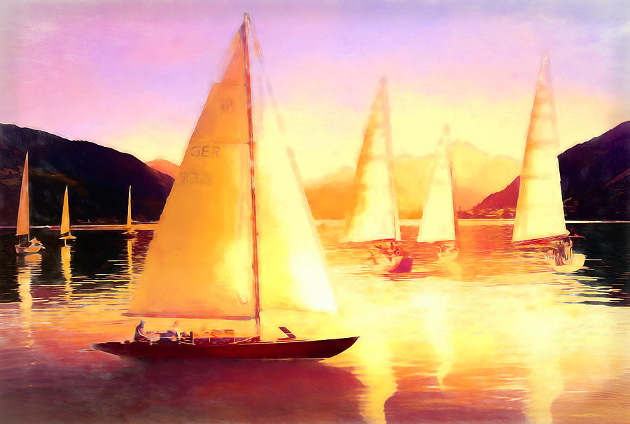 Sailing in Golds Digital Art by Debra and Dave Vanderlaan