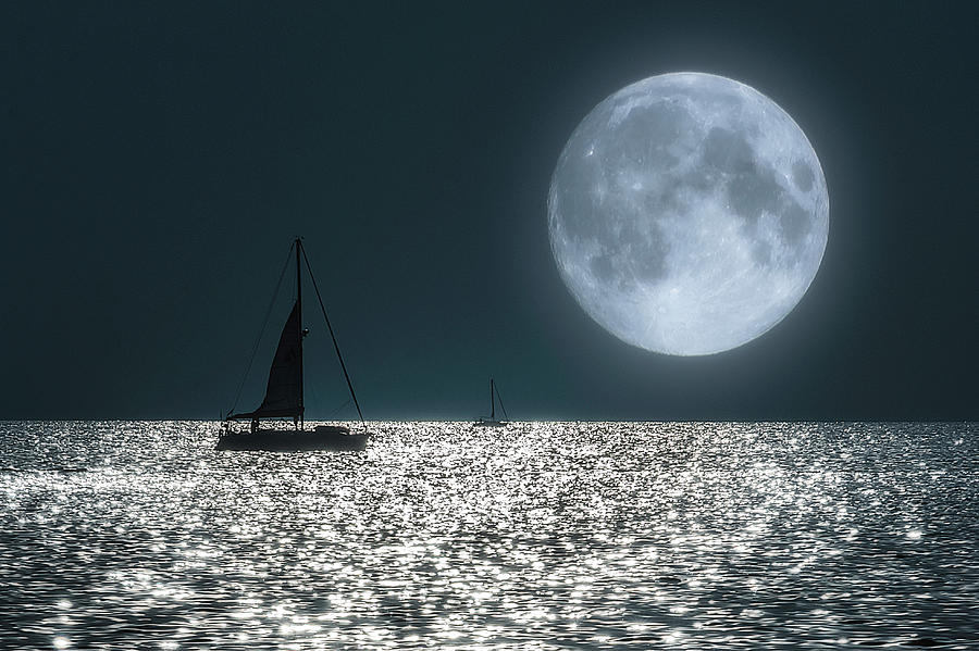 Sailing into the Full Moon Photograph by Wolfgang Stocker