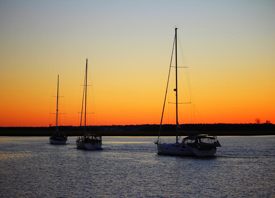 Sunset Photograph - Sailing Into The Sunset by Cynthia Guinn