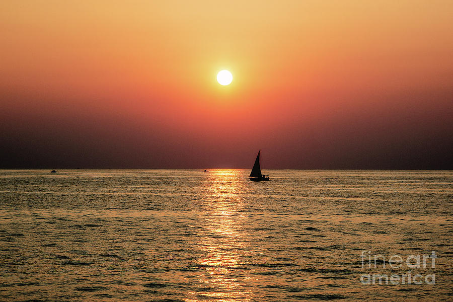 Sailing into the Sunset on Lake Michigan Photograph by Scott Pellegrin