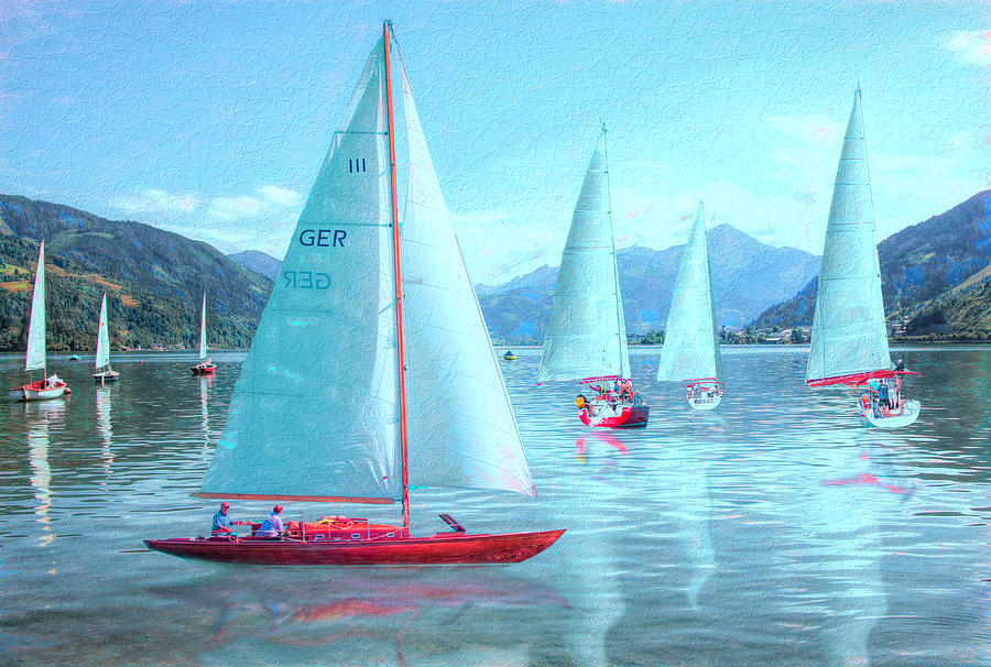 Sailing Nautical Blues Painting Photograph by Debra and Dave Vanderlaan