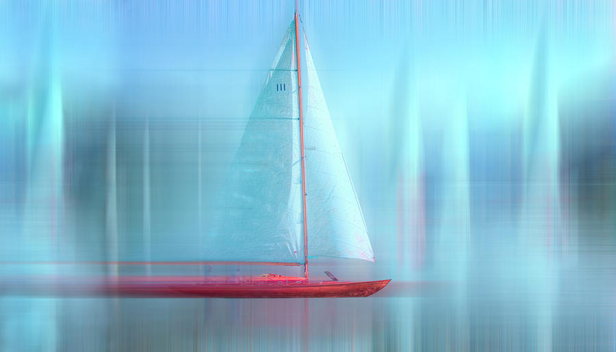 Sailing Nautical Blues Painting Dreamscape Digital Art by Debra and Dave Vanderlaan