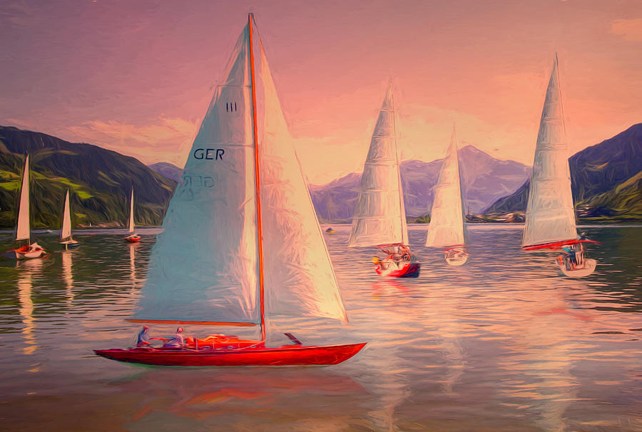 Sailing Oil Painting Digital Art by Debra and Dave Vanderlaan
