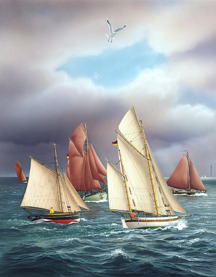 Sailing Oldtimers Painting by Harro Maass