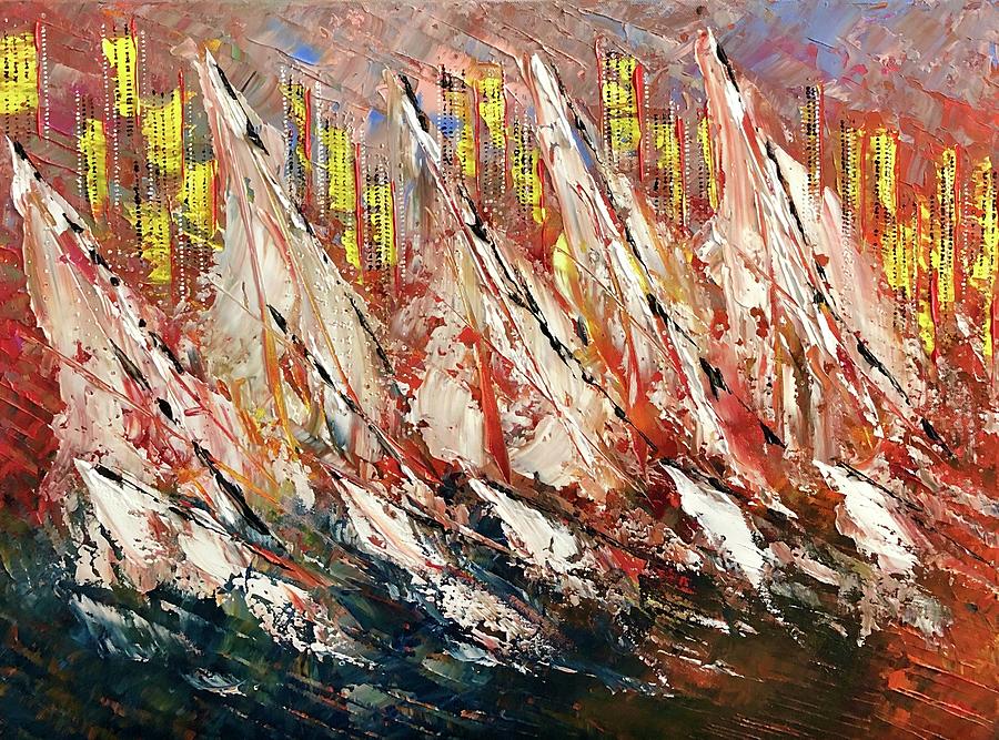 Sailing on a Bright Day Painting by George Riney