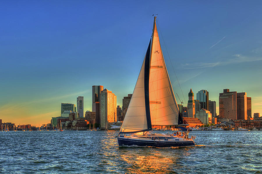 Boston Photograph - Sailing on Boston Harbor by Joann Vitali
