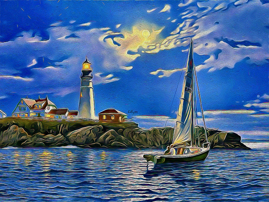 Sailing on the moon Painting by Nenad Vasic - Fine Art America