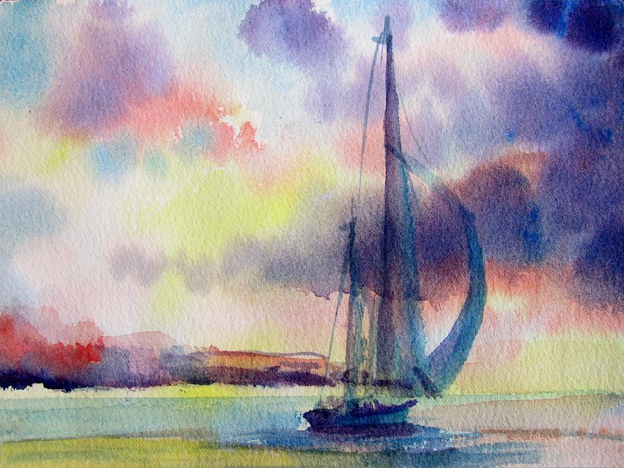 Sailing Purple Sky Painting by Linda Emerson - Fine Art America