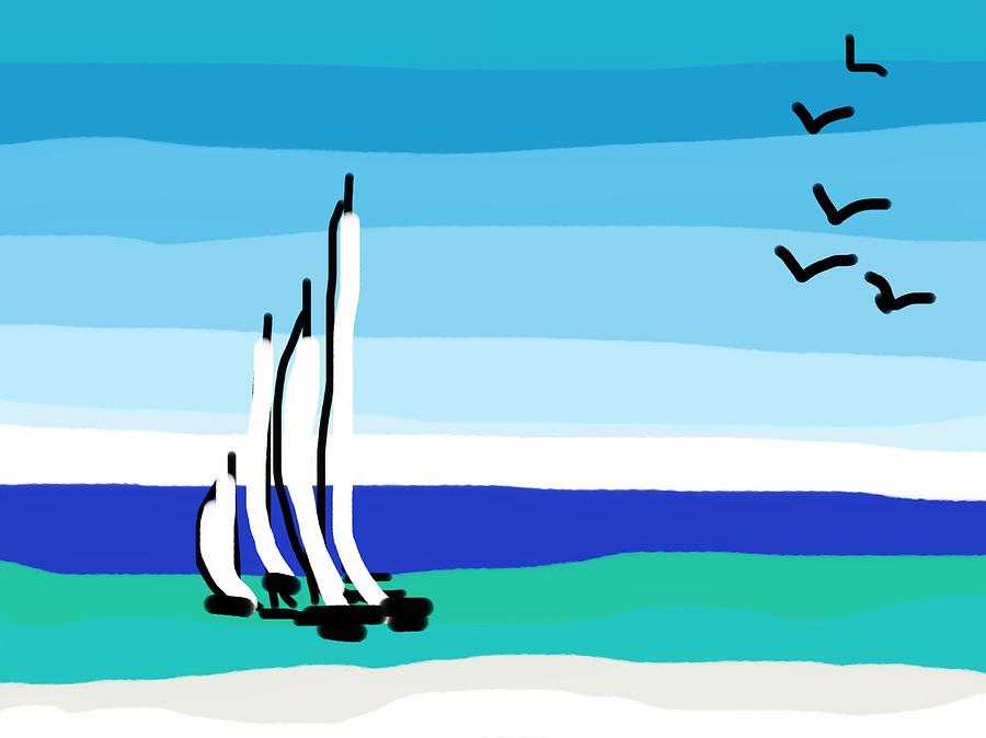 Sailing Regatta at St. Tropez Digital Art by Barbara Magor