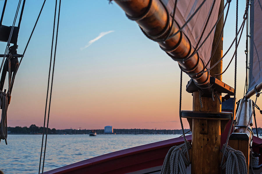 Sailing Salem Harbor at sunset Salem MA Photograph by Toby McGuire