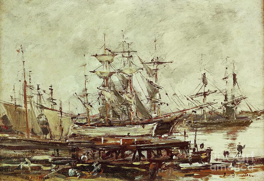 Sailing Ships In The Port Of Bordeaux Painting by Eugene Louis Boudin