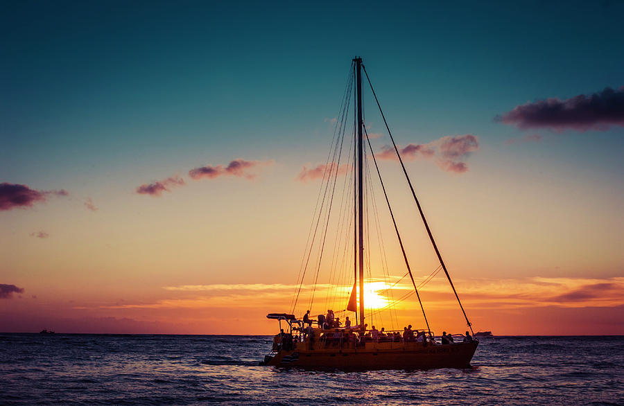 Sailing Sunset in Hawaii 0010 Photograph by Neptune - Amyn Nasser Photographer