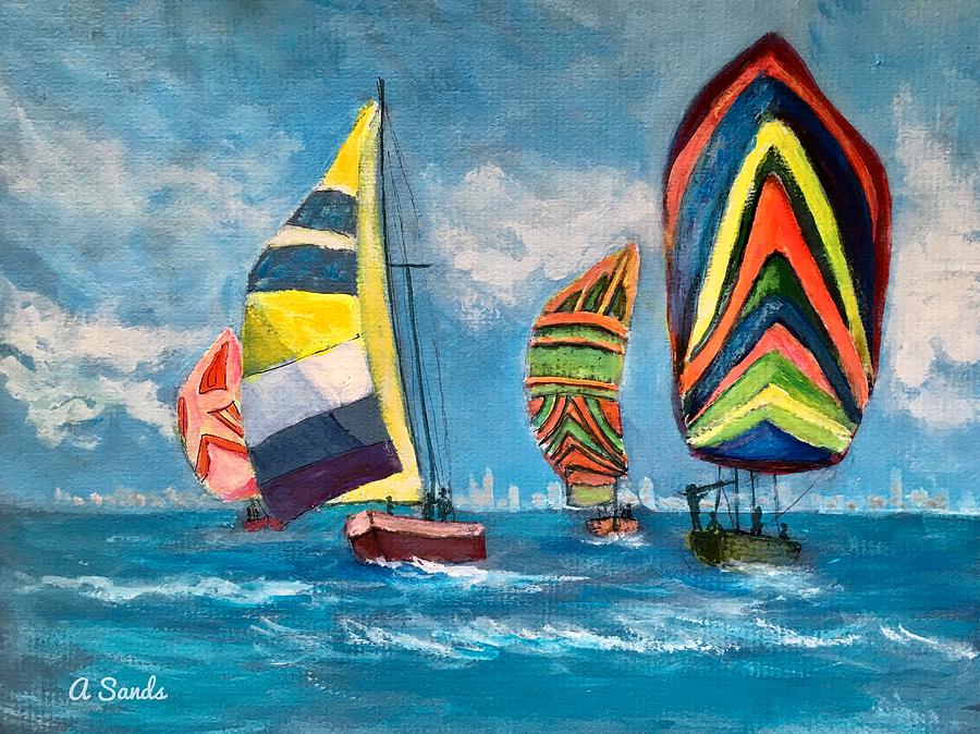 Sailing the Hudson Painting by Anne Sands