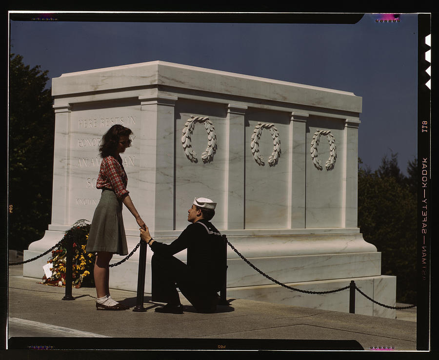 Tomb Painting - Sailor and girl at the Tomb of the Unknown Soldier by Collier, John