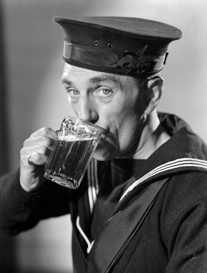 Sailor Drinking Beer Photograph by Fox Photos