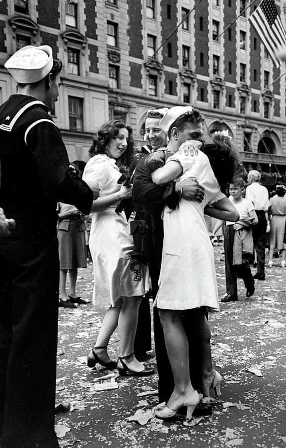 Sailor Jubilantly Kissing Girl Amidst Co Photograph By William C Shrout