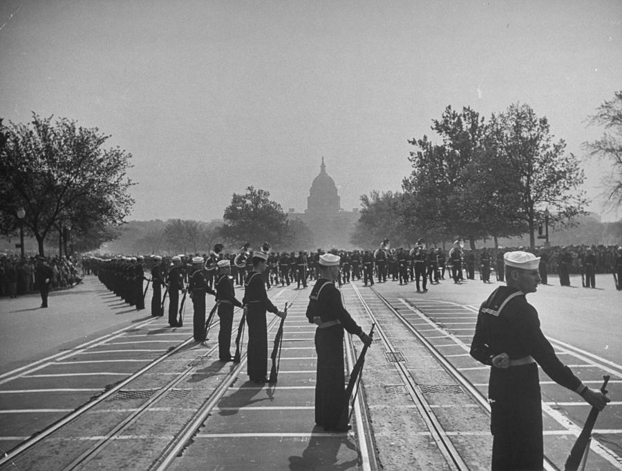 Sailor Photograph - Sailors Lining Constitution Avenue For by Alfred Eisenstaedt Sailor Photograph - Sailors Lining Constitution Avenue For by Alfred Eisenstaedt