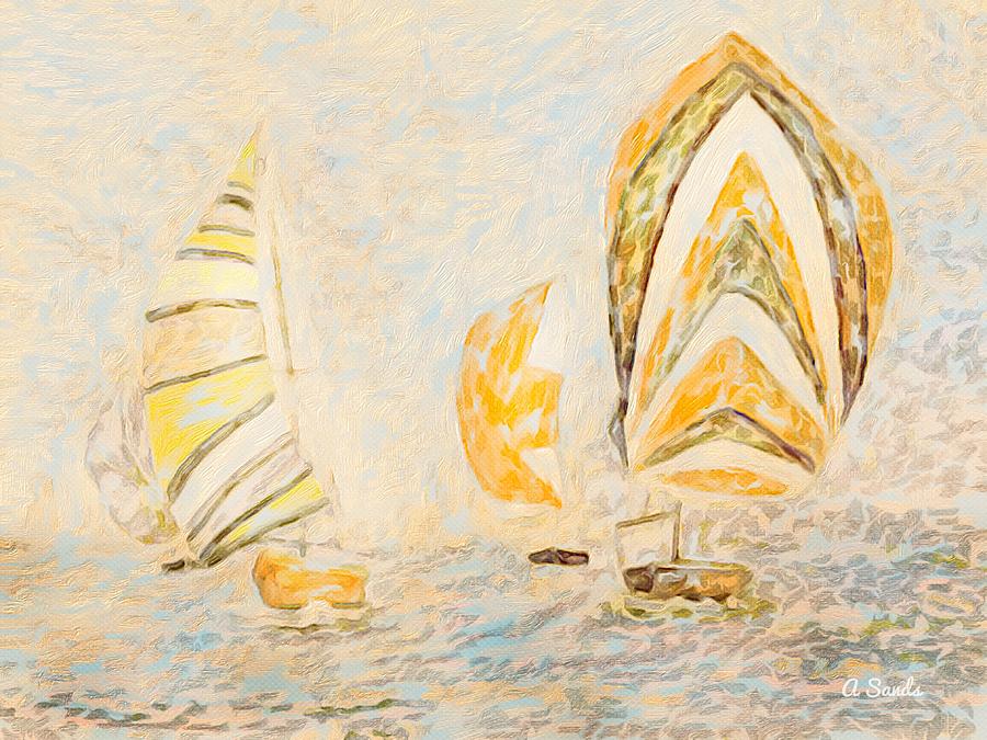 Sails Abstract Digital Art by Anne Sands