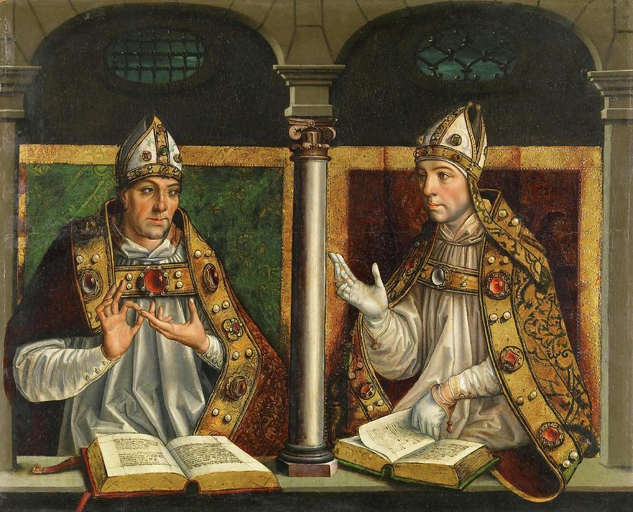 Saint Ambrose and Saint Augustine. 1495 - 1500. Oil on panel. Painting by Pedro Berruguete -1450-1504-