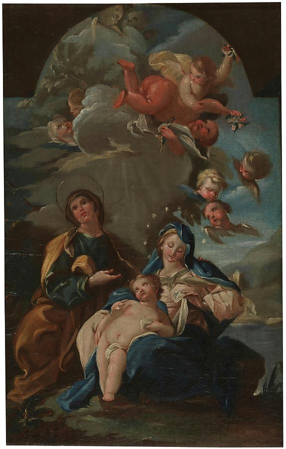 Saint Anne, the Virgin and the Christ Child. 1760 - 1770. Oil on can... Painting by Juan Ramirez de Arellano -1725-1782-