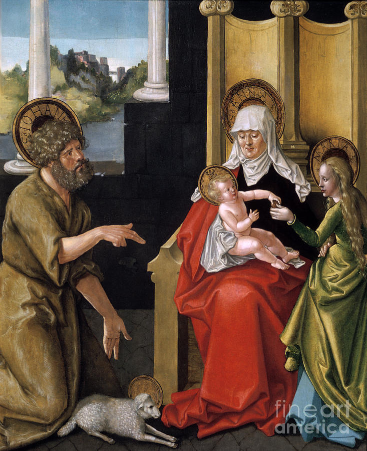 Saint Anne With The Christ Child Drawing by Print Collector