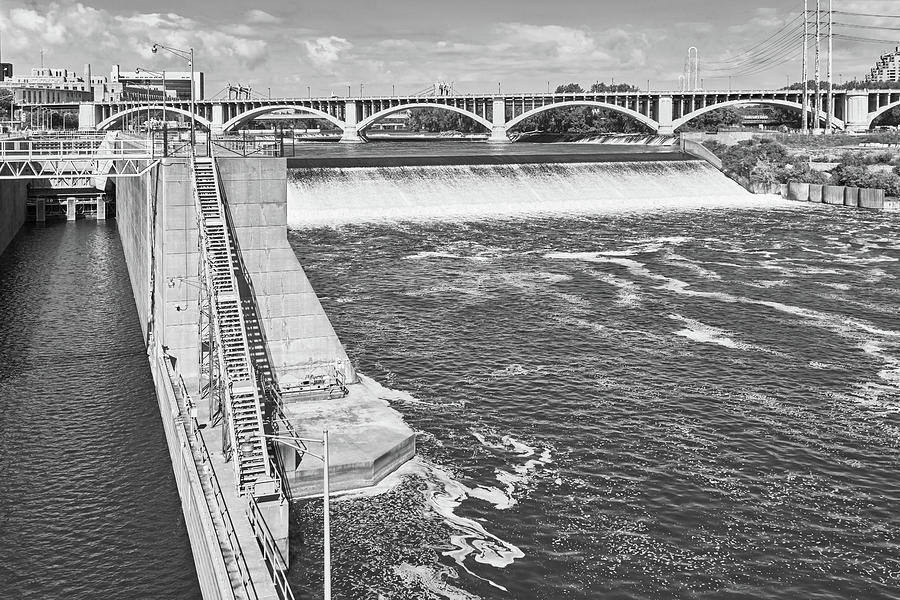 Saint Anthony Falls lock and spillway, Minneapolis Photograph by Jim Hughes