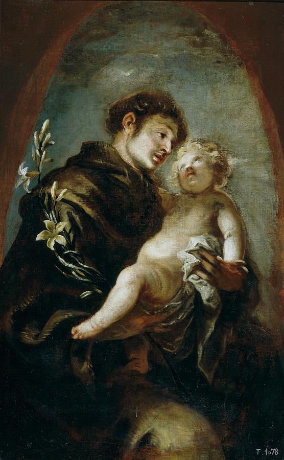 Saint Anthony of Padua, 17th century, Spanish School, Canvas, 16... Painting by Francisco Herrera the Younger -1627-1685-