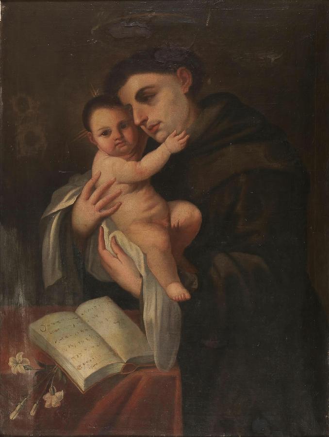 Saint Anthony of Padua with the Infant Christ. Ca. 1850. Oil on canvas. Painting by Anonymous