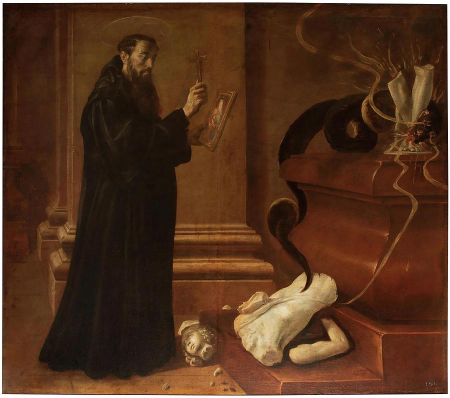 Saint Benedict destroying Idols. Before 1662. Oil on canvas. Painting by Fray Juan Andres Rizi Juan Andres Rizi
