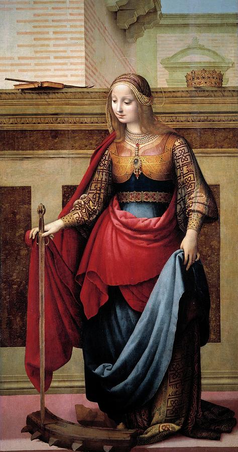Saint Catherine, ca. 1510, Spanish School, Oil on panel, 212 c... Painting by Fernando Yanez de la Almedina -c 1480-1536-