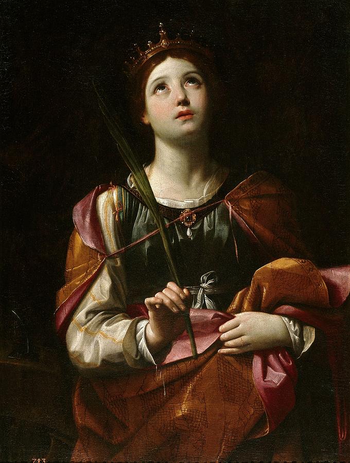 Saint Catherine, ca. 1606, Italian School, Oil on canvas, 98 cm x 75 cm, P00230. Painting by Guido Reni -1575-1642-