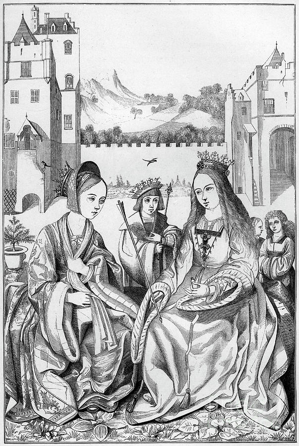 Saint Catherine Of Alexandria, 15th Drawing by Print Collector