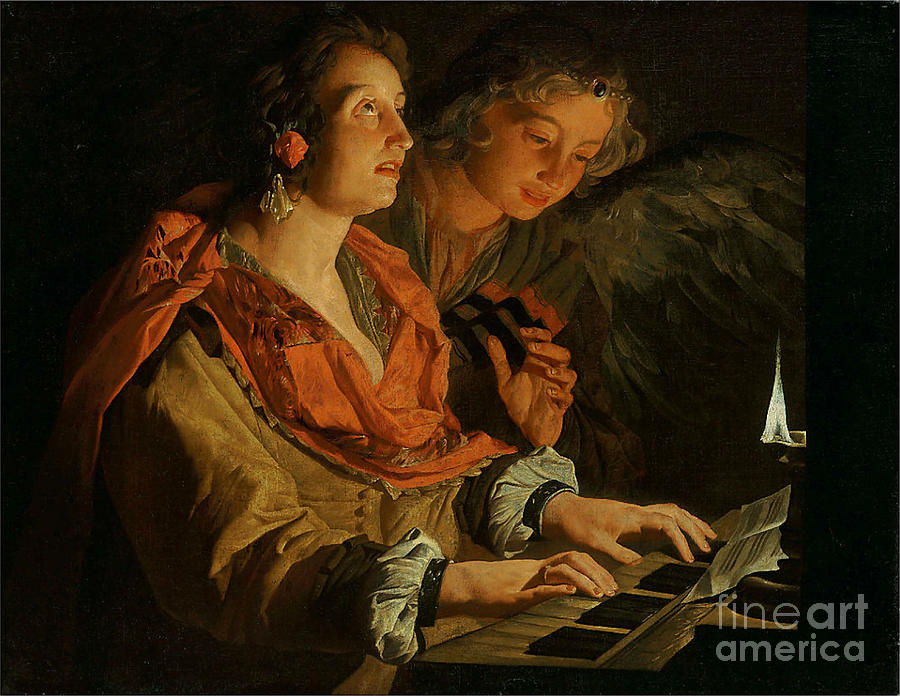 Saint Cecilia And The Angel Drawing by Heritage Images