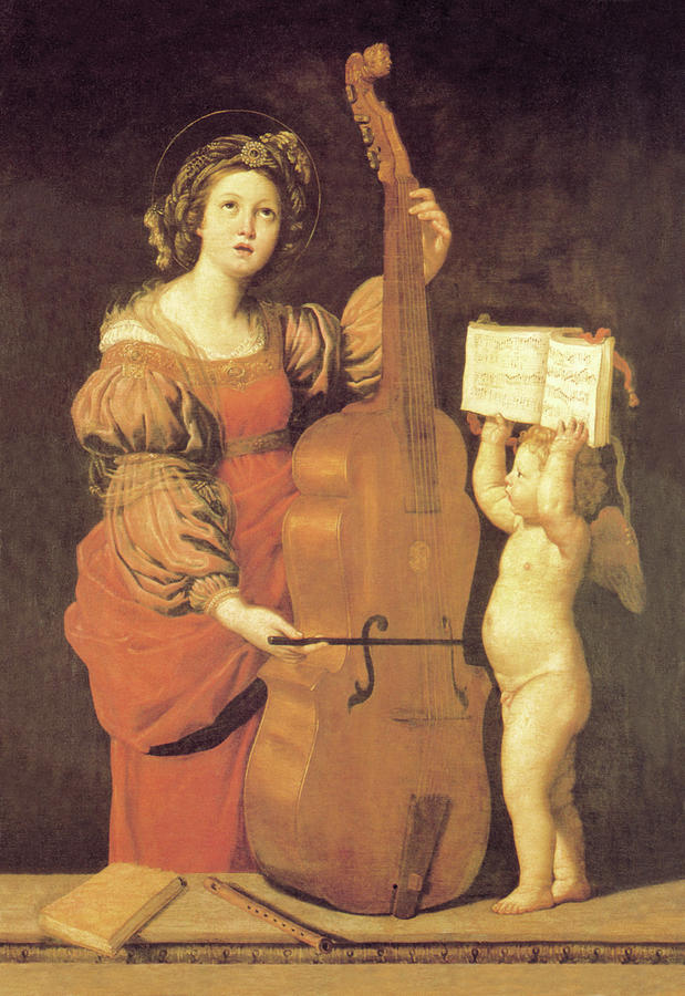 Saint Cecilia Playing the Violin Painting by Domenichino