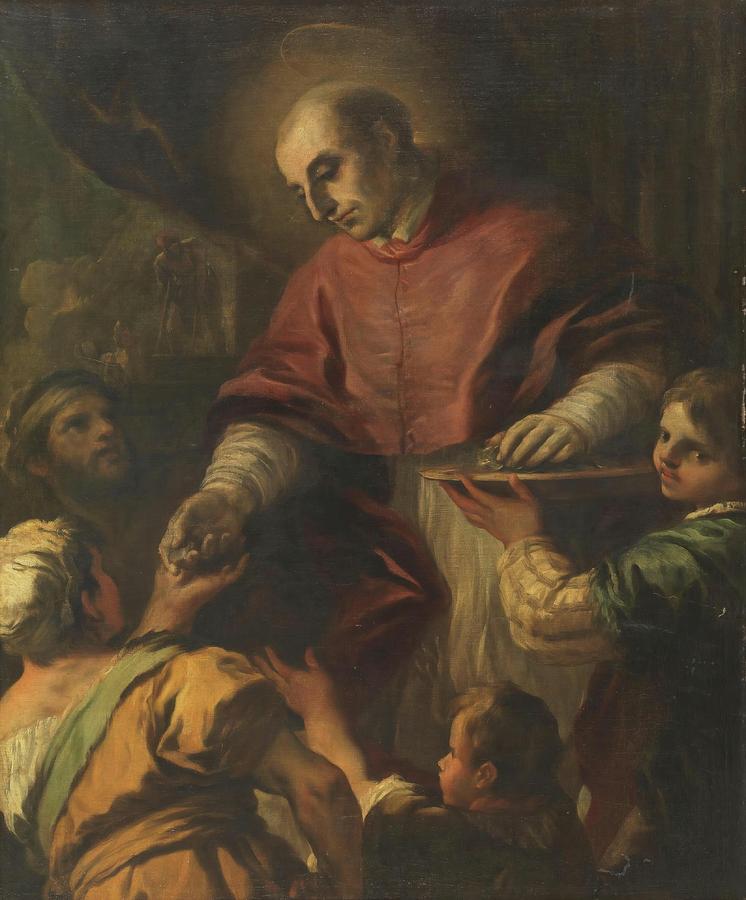 Luca Giordano Painting - Saint Charles Borromeo. XVII century. Oil on canvas. by Luca Giordano -1634-1705-