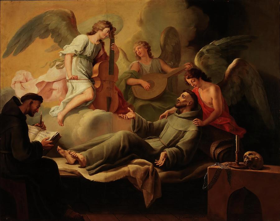 Saint Francis Comforted by Angels. 1788. Oil on canvas. Painting by Jose Camaron Bonanat Jose Camaron