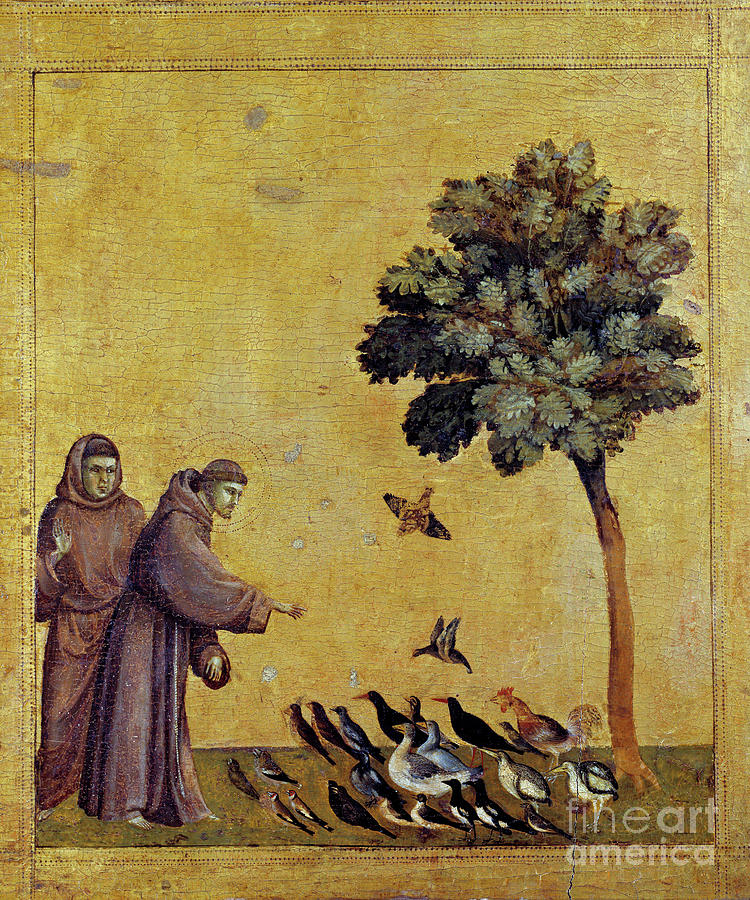 Saint Francois Of Assisi Preaching Painting by Giotto Di Bondone