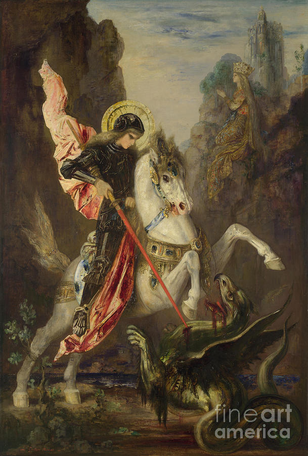 Saint George And The Dragon, 1889-1890 Drawing by Heritage Images