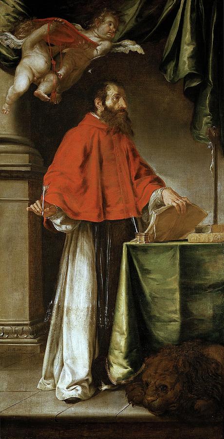 Saint Jerome, 1656-1657, Spanish School, Oil on canvas, 252 cm x 133 cm, ... Painting by Juan de Valdes Leal -1622-1690-