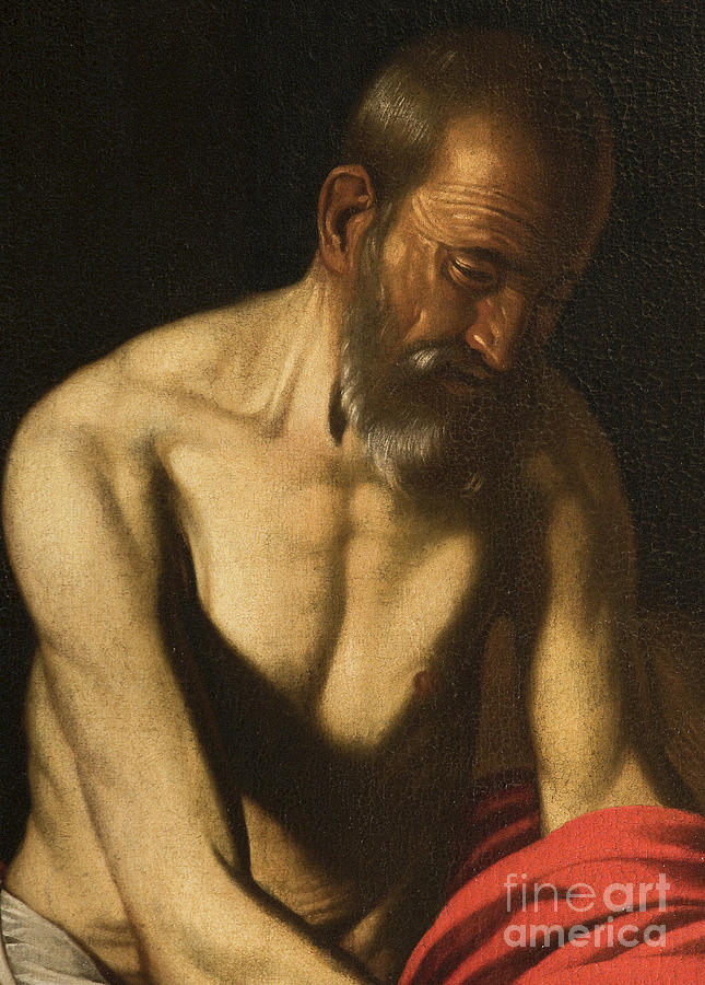 Caravaggio Painting - Saint Jerome, detail  by Caravaggio