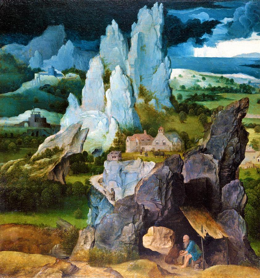 Landscape Painting - Saint Jerome in a Rocky Landscape - Digital Remastered Edition by Joachim Patinir