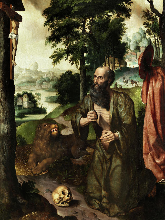 Saint Jerome in Penitence Painting by Ambrosius Benson - Pixels