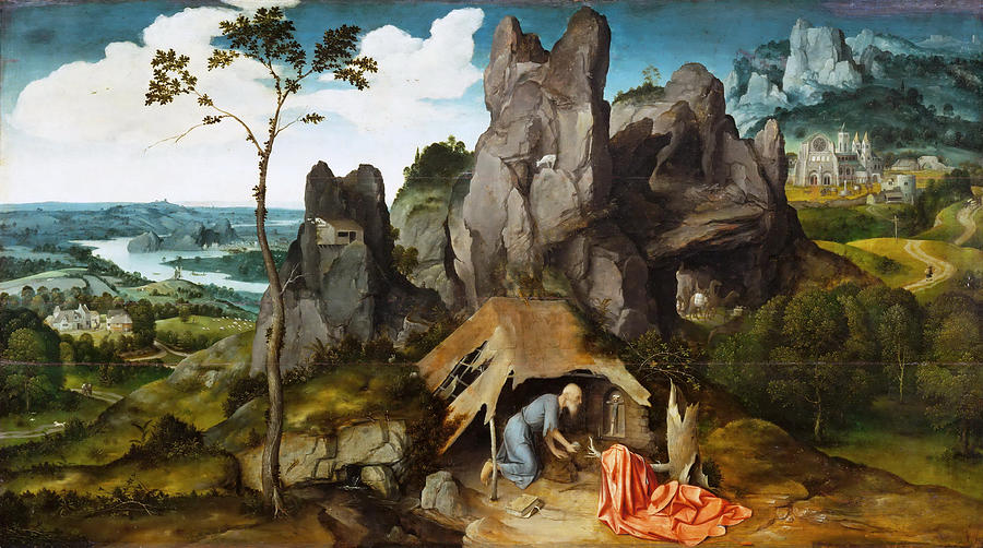 Saint Jerome in the Desert Painting by Joachim Patinir